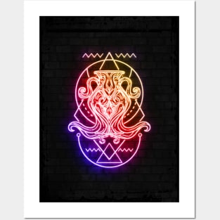 Aquarius neon sign Posters and Art